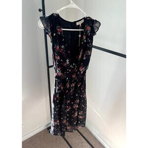 Small Lenon Floral Flutter Sleeve Dress NWT
